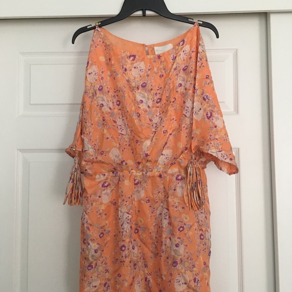 Aryn K, NWT! Silk Open Back Cold Shoulder Dress, L